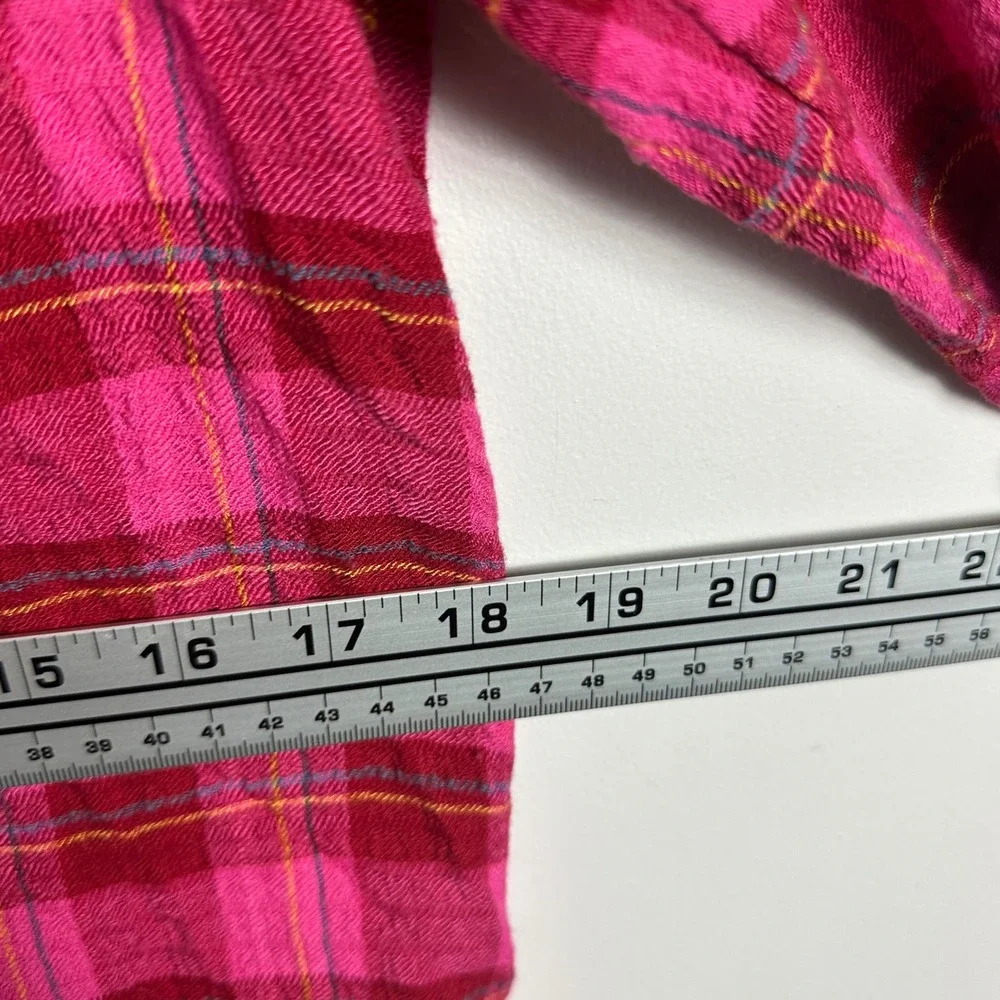 Anthropologie Isadora Pink Button Back Plaid Tunic Top Womens Size Small Popover - Picture 16 of 16